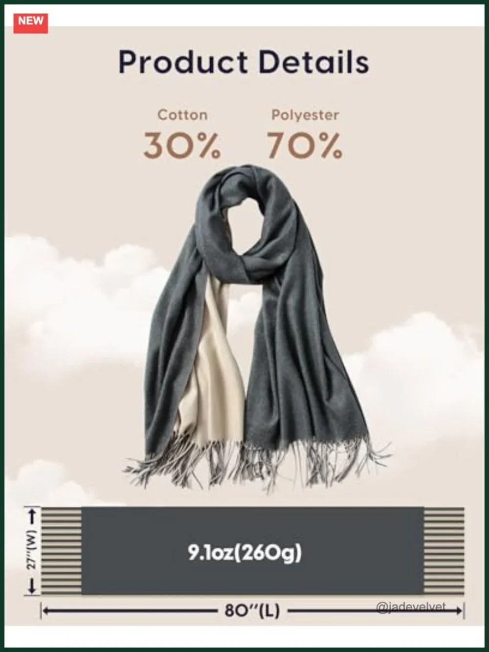 Women's Oversized Cashmere Feel Wrap Scarf Shawl Pashmina